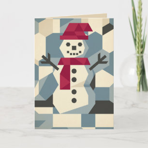 Tarjeta de Navidad de muñeco de nieve en bloque ve