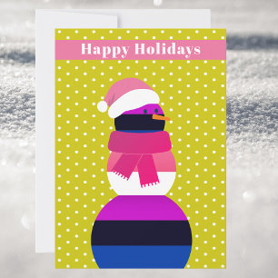 Tarjeta de Navidad de muñeco de nieve fluido en cu