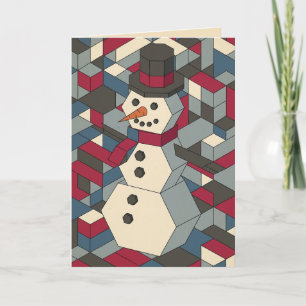Tarjeta de Navidad de Muñeco de Nieve Geométrico