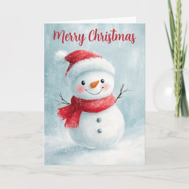 Tarjeta de Navidad de Muñeco de Nieve Pequeño y Li (Anverso)