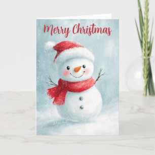 Tarjeta de Navidad de Muñeco de Nieve Pequeño y Li