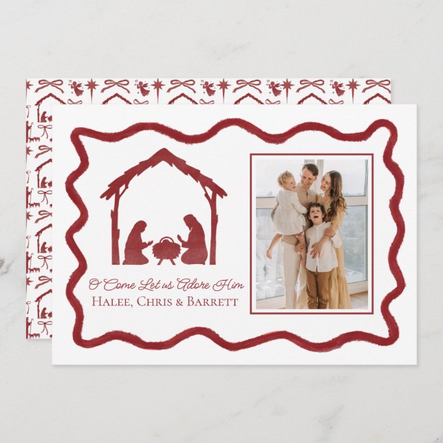 Tarjeta de Navidad de Natividad, Foto Familiar Nav (Anverso / Reverso)