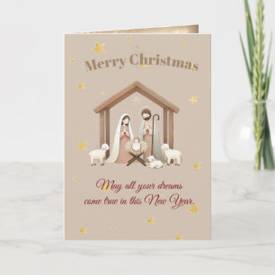 Tarjeta de Navidad de Natividad y Ángeles de Cozy