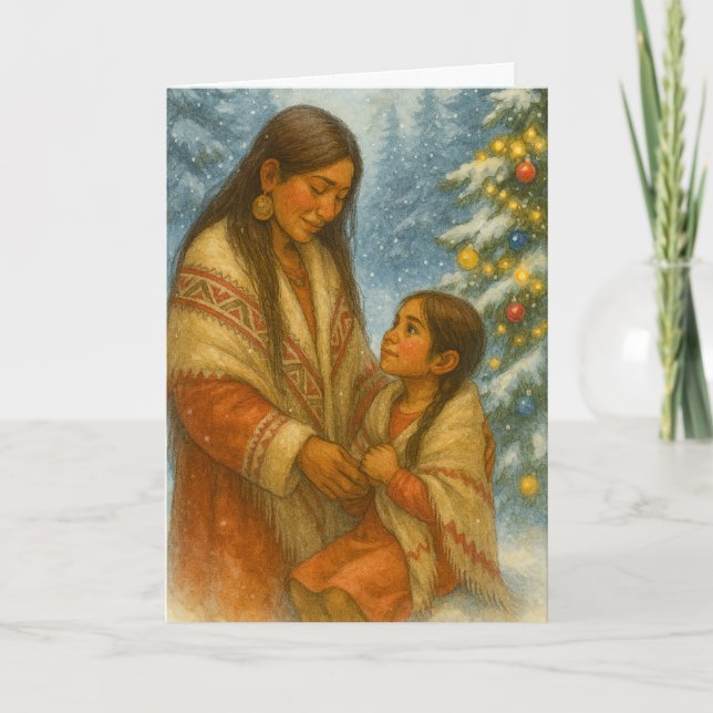 Tarjeta de Navidad de Nativo Americano (Anverso)