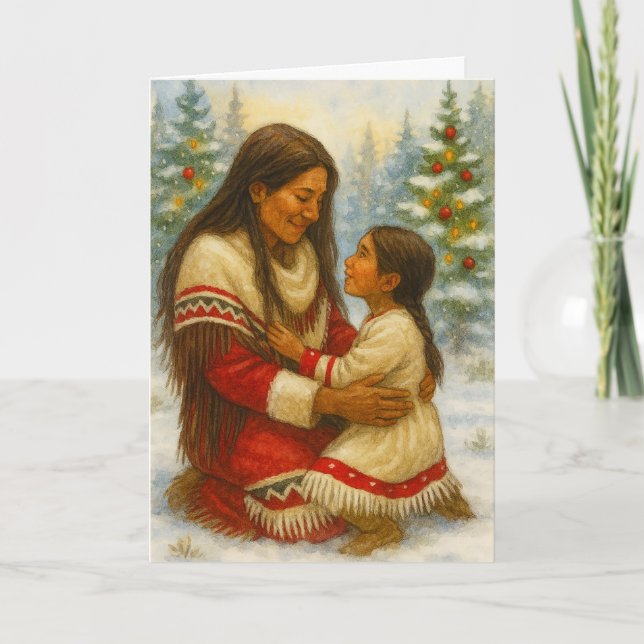 Tarjeta de Navidad de Nativo Americano (Anverso)