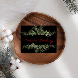Tarjeta de Navidad de Negocios de Guión de Pino y 