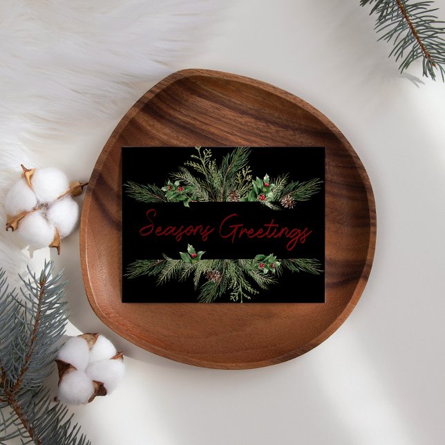 Tarjeta de Navidad de Negocios de Guión de Pino y  (Subido por el creador)