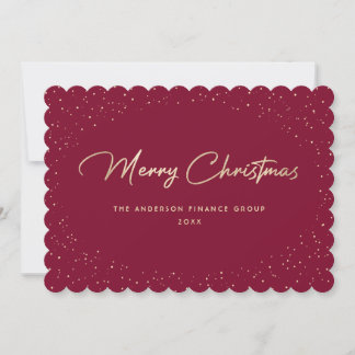 Tarjeta de Navidad de Negocios de Oro Rojo Elegant