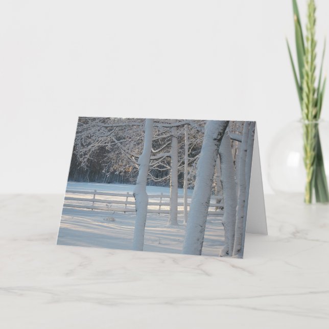 Tarjeta de Navidad de Nieve Recién Caída (Anverso)