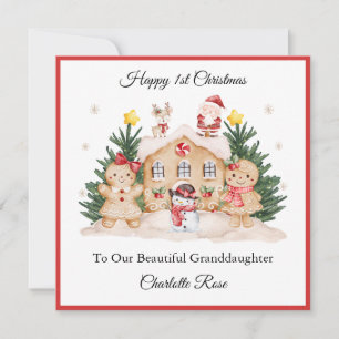 Tarjeta de Navidad de niña en su primera Navidad c