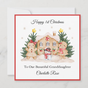 Tarjeta de Navidad de niña por primera vez con muñ