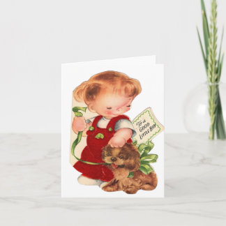 Tarjeta de Navidad de Niño Bueno Vintage