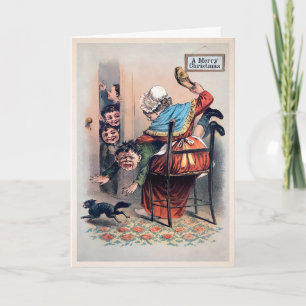Tarjeta de Navidad de Niño Disciplinado Vintage