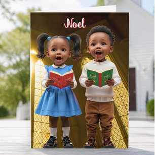 Tarjeta de Navidad de niños afroamericanos de Noel