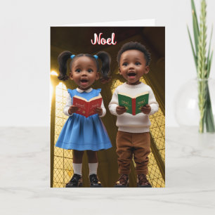 Tarjeta de Navidad de niños afroamericanos de Noel