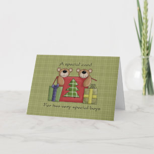 Tarjeta de Navidad de Niños Gemelos