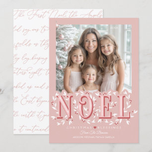 Tarjeta de Navidad de Noel Elegant Blush Rosa con 