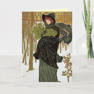 Tarjeta de Navidad de Nouveau del arte