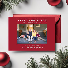 Tarjeta de Navidad de nueva casa Foto roja de Navi