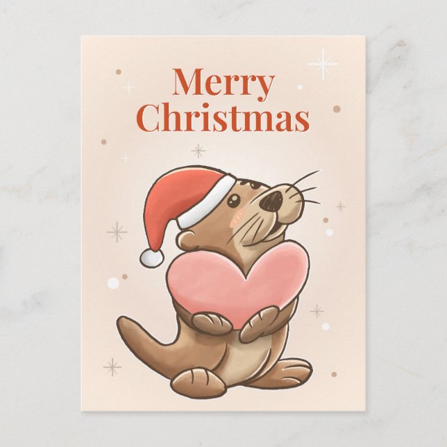 Tarjeta de Navidad de Nutria (Anverso)