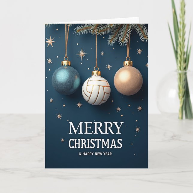 Tarjeta de Navidad de Ornamentación de Voleibol (Anverso)
