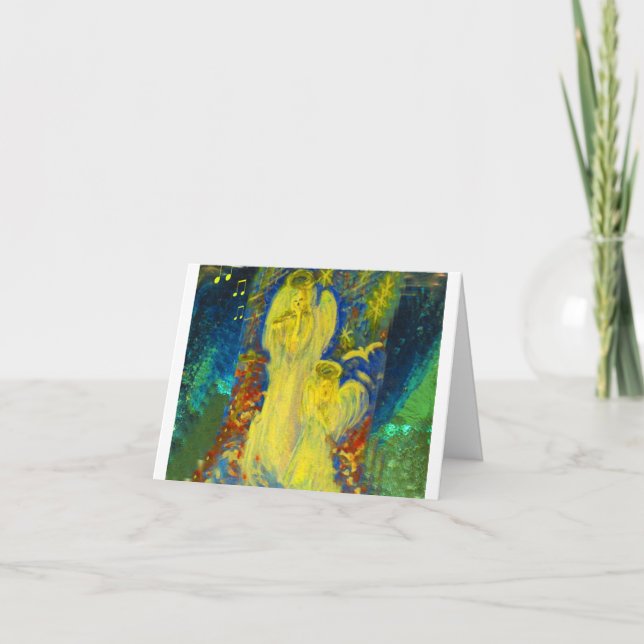 Tarjeta de Navidad de oro de los ángeles (Anverso)