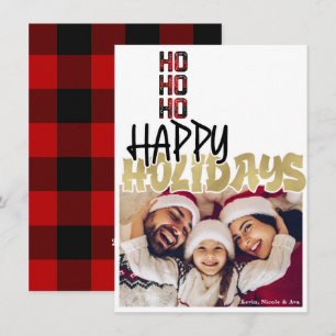 Tarjeta de Navidad de oro de vacaciones grunge HO 