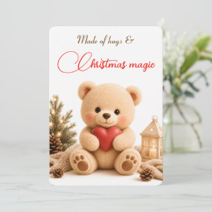 Tarjeta de Navidad de Osito de Peluche Suave