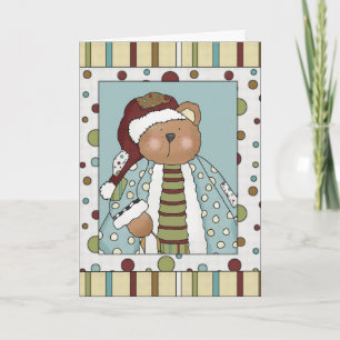 Tarjeta de Navidad de Osito Teddy Santa