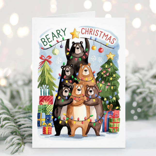 Tarjeta de Navidad de Ositos Adorables Acuarela (Subido por el creador)
