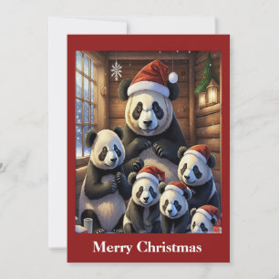 tarjeta de Navidad de oso panda