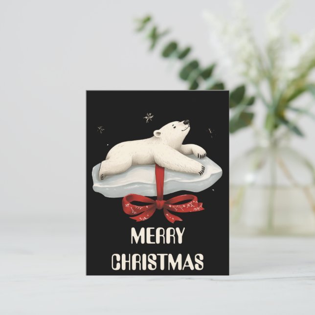 Tarjeta de Navidad de Oso Polar (Anverso de pie)