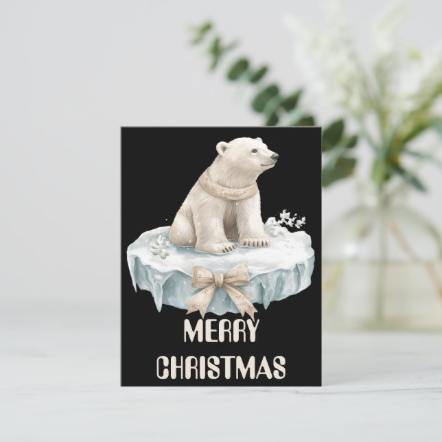 Tarjeta de Navidad de Oso Polar (Anverso de pie)