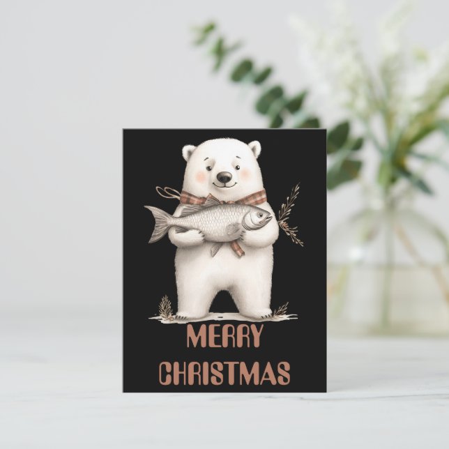 Tarjeta de Navidad de Oso Polar (Anverso de pie)