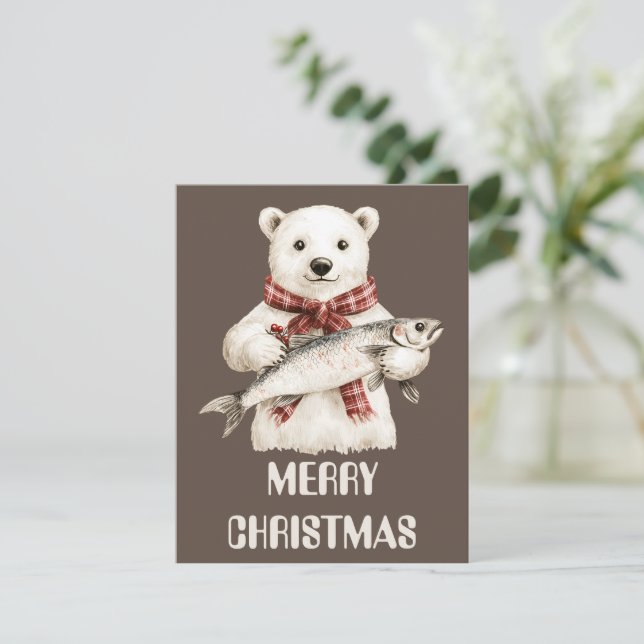 Tarjeta de Navidad de Oso Polar (Anverso de pie)