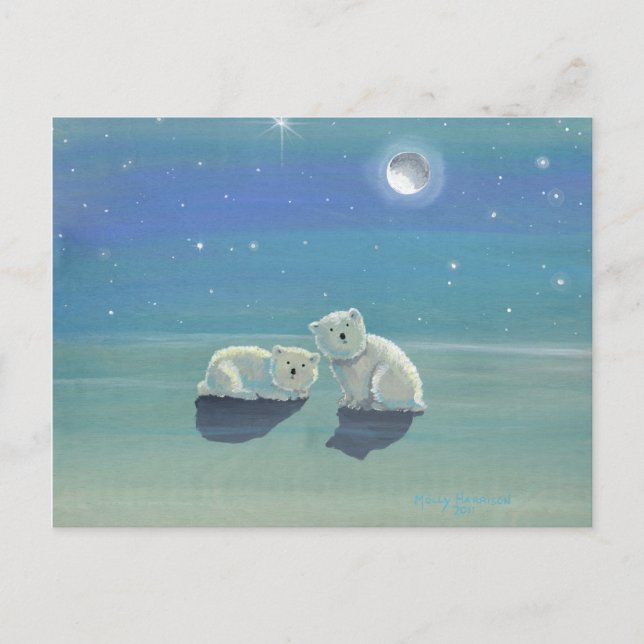 Tarjeta de Navidad de Oso Polar de Invierno Brilla (Anverso)