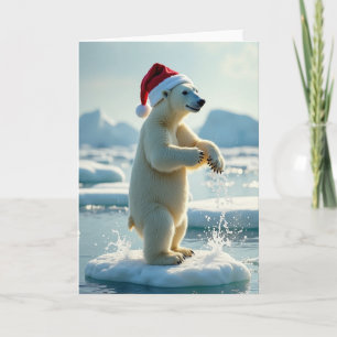 Tarjeta de Navidad de Oso Polar Salpicando