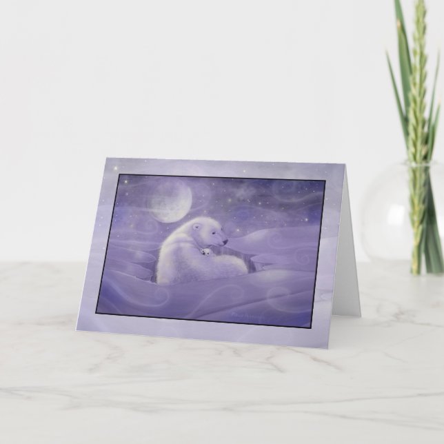 Tarjeta de Navidad de Oso Polar y Cachorro (Anverso)