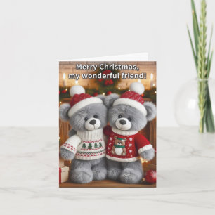 Tarjeta de Navidad de Osos Festivos - Amigo Maravi