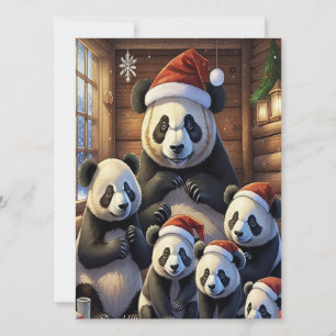 Tarjeta de Navidad de Osos Panda