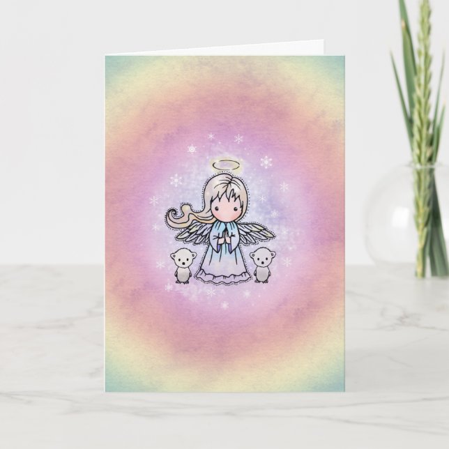 Tarjeta de Navidad de Osos Polares Ángel Caprichos (Anverso)