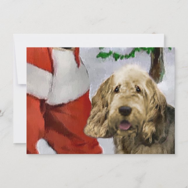Tarjeta de Navidad de Otterhound y Santa (Anverso)
