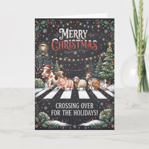 Tarjeta de Navidad de Ovejas Cruzando