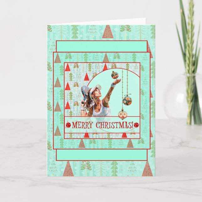 Tarjeta de Navidad de Padel – Padel Navidad Retro (Anverso)
