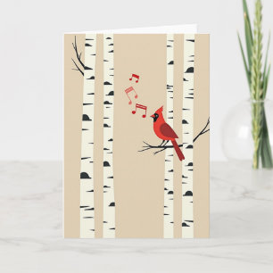 Tarjeta de Navidad de Pájaro Cantando