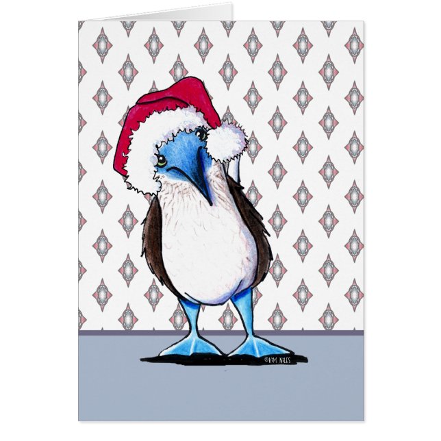 Tarjeta de Navidad de Pájaro de Pie Azul (Frente)