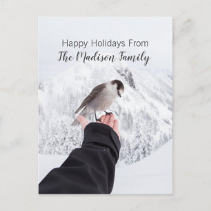 Tarjeta de Navidad de Pájaro Invernal en la Nieve