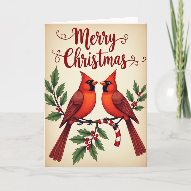 Tarjeta de Navidad de Pájaros (Anverso)