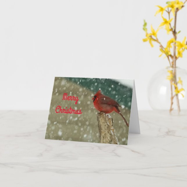 Tarjeta de Navidad de Pájaros en la Nieve (flor amarilla)