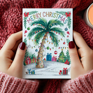 Tarjeta de Navidad de Palma en Acuarela